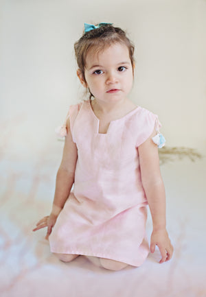 High Low Pale Pink Linen Dress