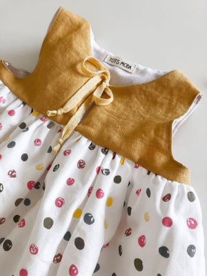 Mustard Polka Dot Dress - 2T - ready to ship