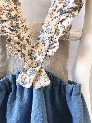 Blue Floral Pinafore - 4T - ready to ship