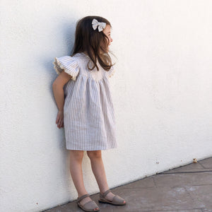 Girls Back Button Linen Dress