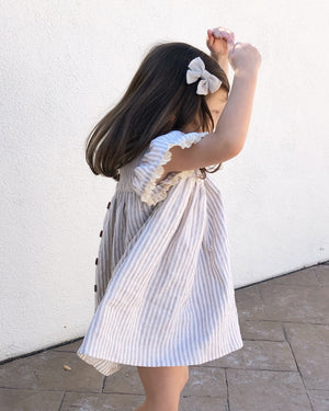 Girls Back Button Linen Dress