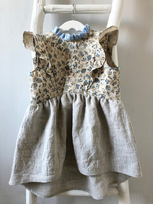 Ruffle Neck High Low Floral Dress - 5T - ready to ship