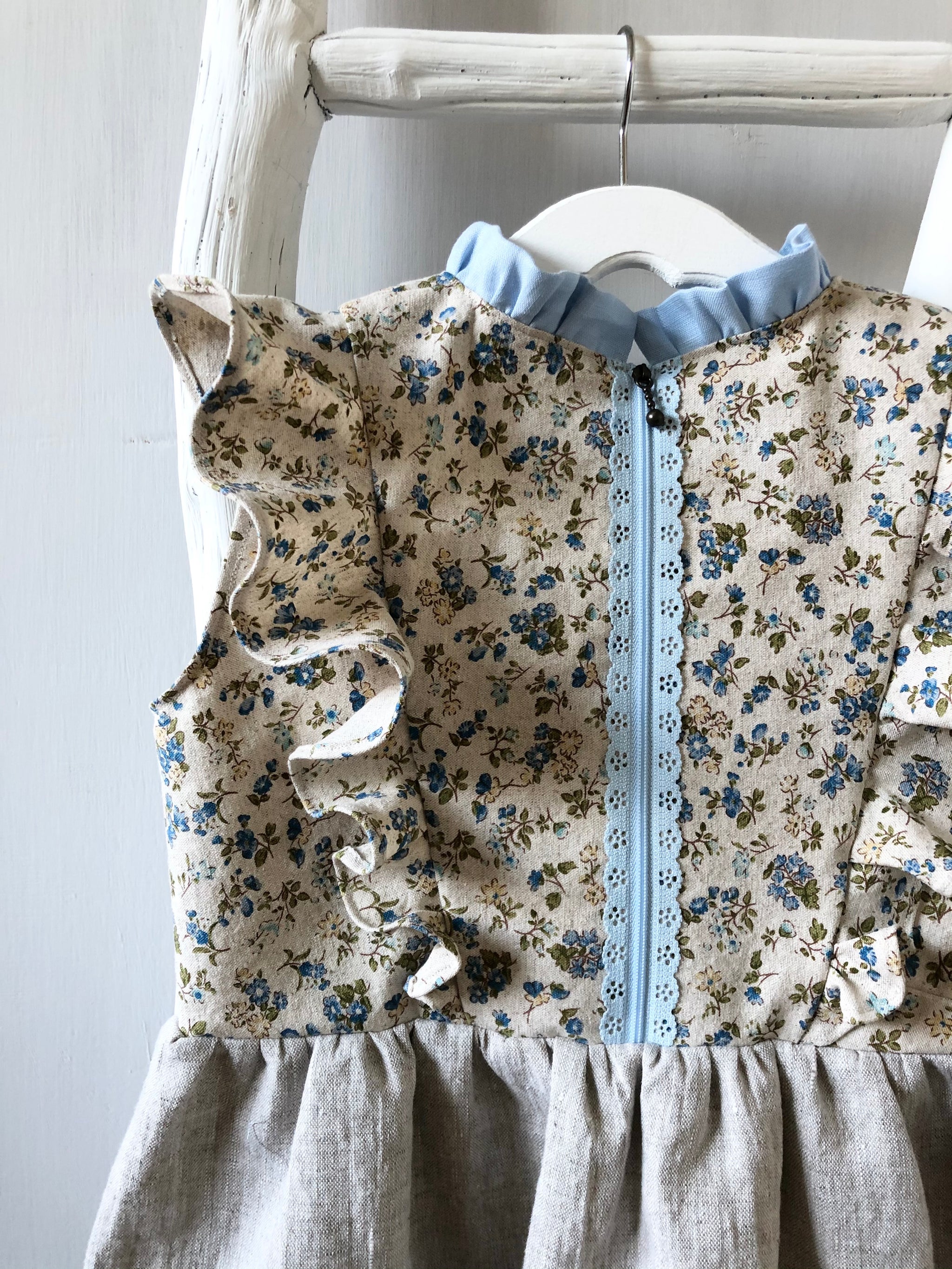 Ruffle Neck High Low Floral Dress - 5T - ready to ship - TOTS MODA Ruffle Neck High Low Floral Dress - 5T - ready to ship - TOTS MODA