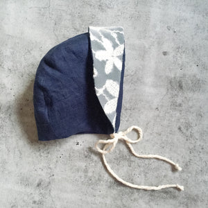 Navy Linen Bonnet