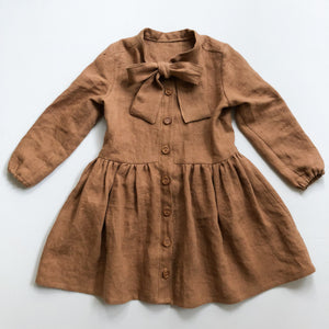 Girls Bow Tie Neck Shirt Dress