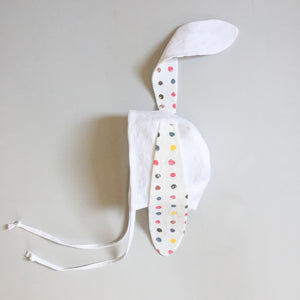 White Bunny Bonnet - Polka Dot