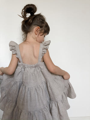 Kids Linen Tiered Dress