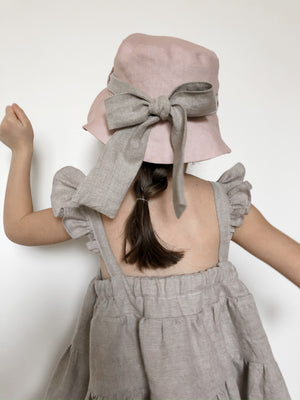 Kids Linen Sun Hat with Back Tie Bow