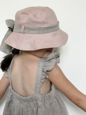 Kids Linen Sun Hat with Back Tie Bow