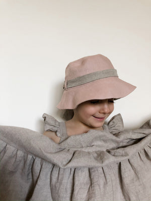 Kids Linen Sun Hat with Back Tie Bow