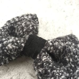 Black and White Wool Hair Bow