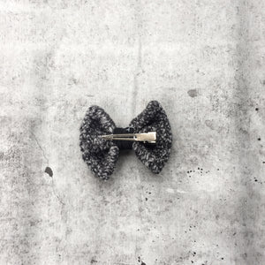 Black and White Wool Hair Bow