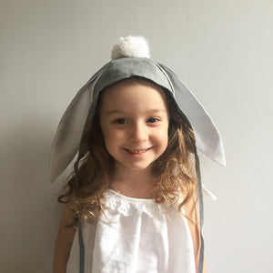 Unisex Grey Bunny Ears Bonnet