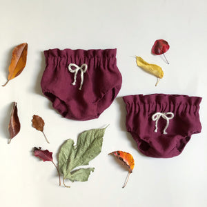 Maroon High Waist Linen Bloomers