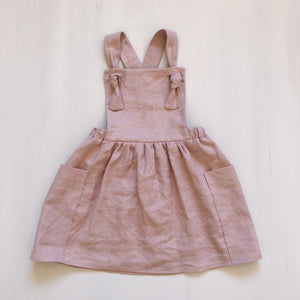 Girls Linen Pinafore Dress