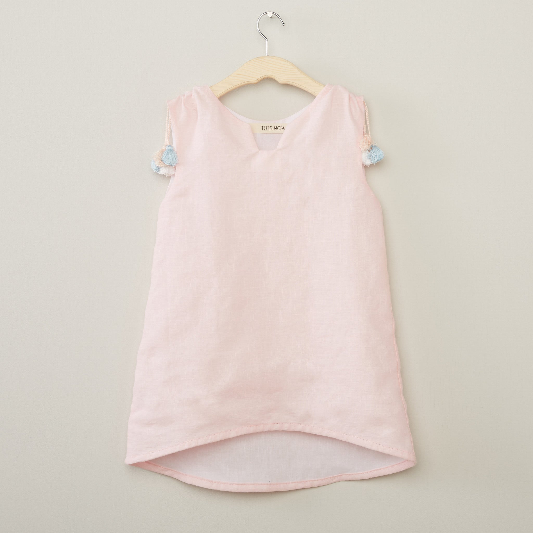 High Low Pale Pink Linen Dress - TOTS MODA High Low Pale Pink Linen Dress - TOTS MODA