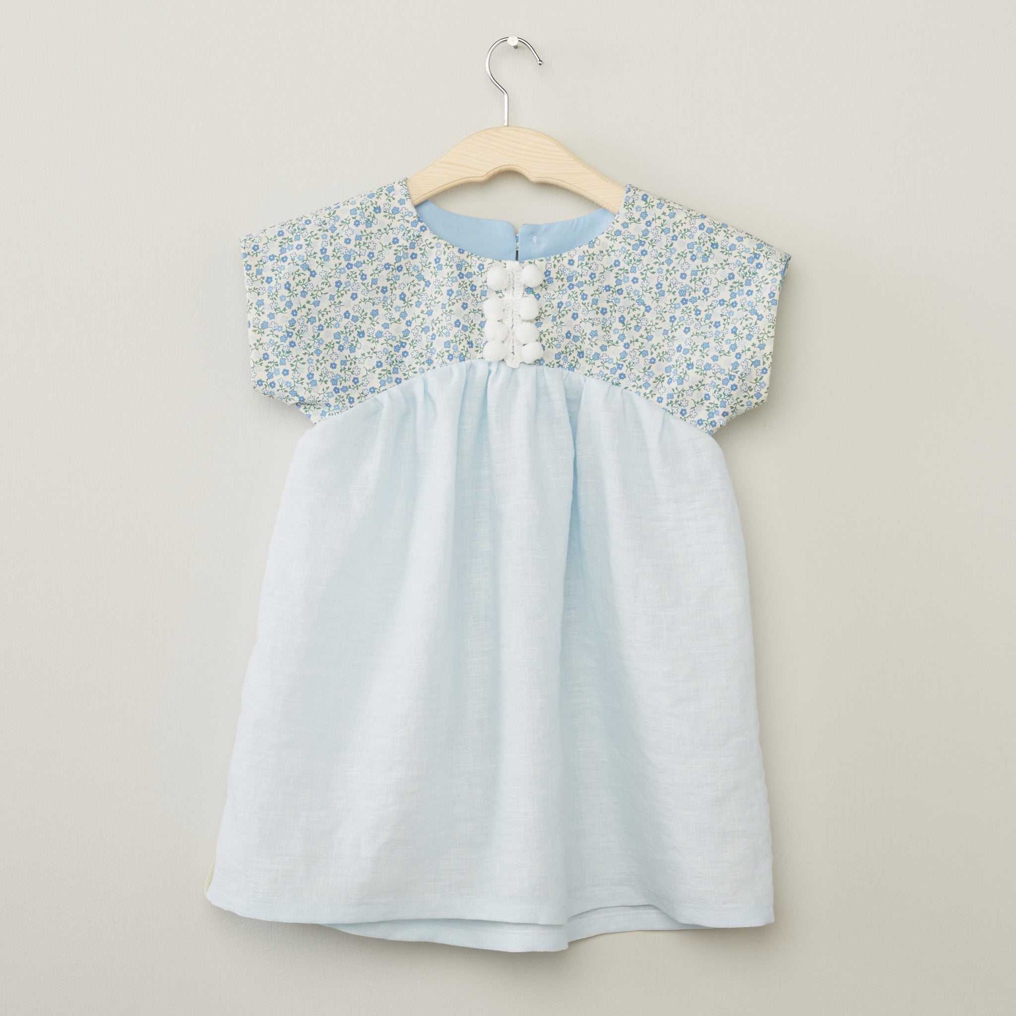 Pale Blue Linen Dress - TOTS MODA Pale Blue Linen Dress - TOTS MODA
