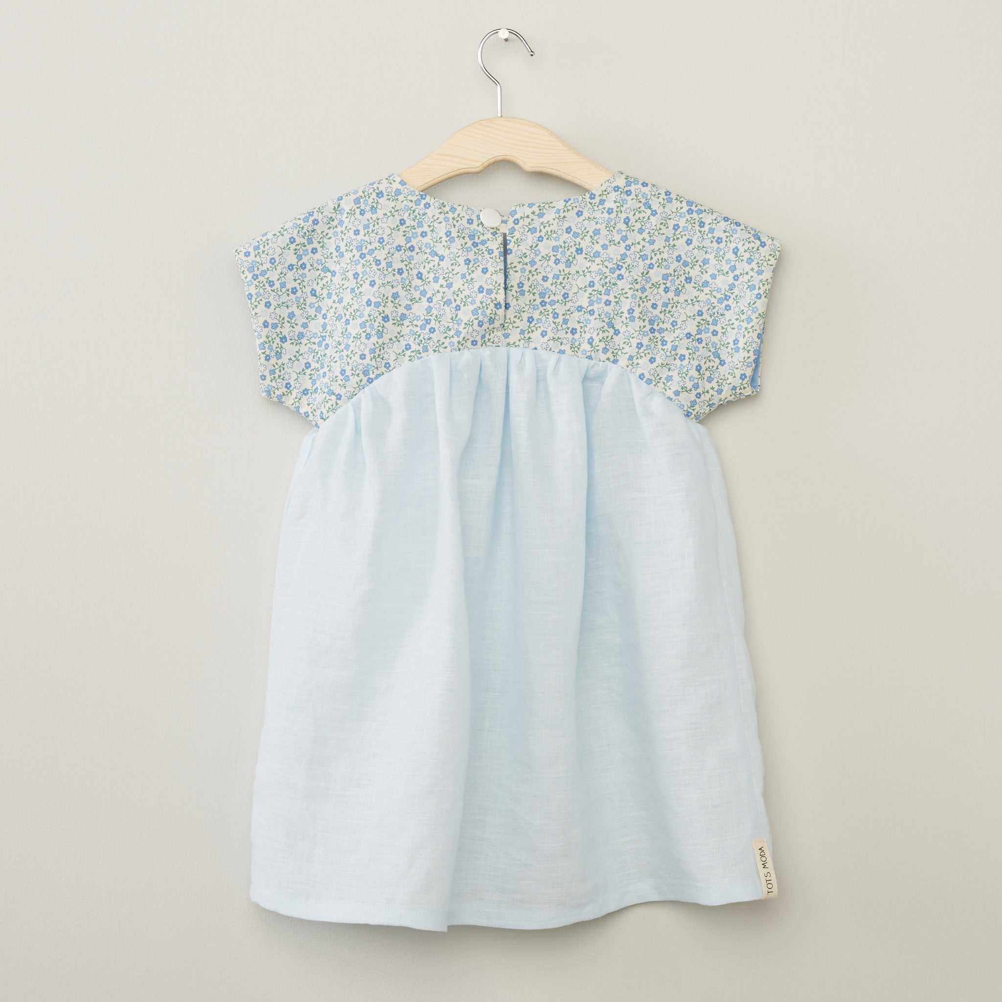 Pale Blue Linen Dress - TOTS MODA Pale Blue Linen Dress - TOTS MODA